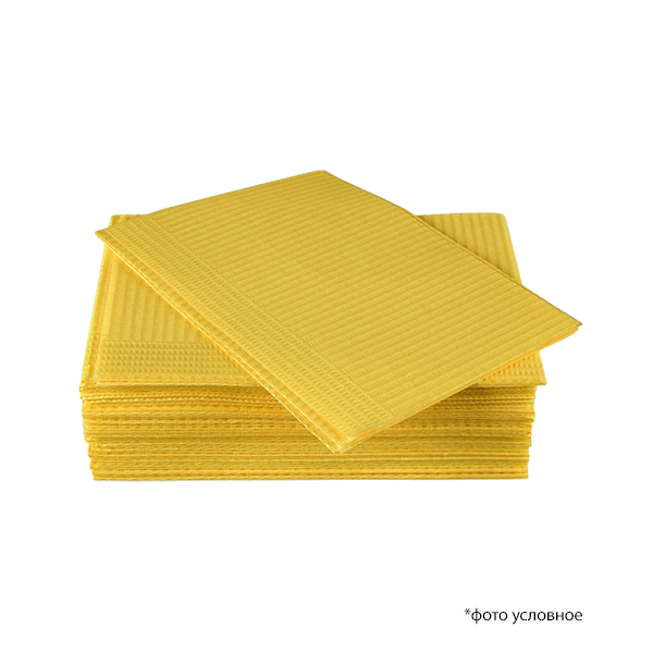 Салфетки (нагрудники) 500шт 1бум+1ПЭ лимонные Кристидент (Премиум Интенсив)